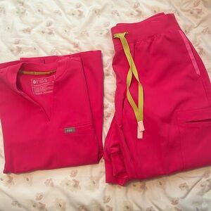 Hot pink women’s FIGS scrub set